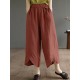 Solid Asymmetrical Hem Pocket Wide Leg Crop Pants