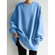 Women Solid Loose Basic All Match Commute Homely Outer Wear Sweatshirt