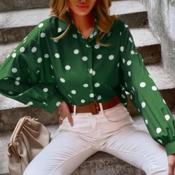 Retro printed polka dot shirt long sleeves HF0613-01-01