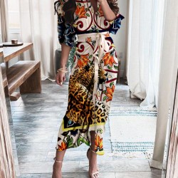 long sleeve printed long dress HF2207-01-02