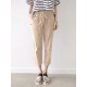 Leisure Solid Drawstring Pocket Cotton Casual Pants