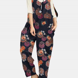 Tribal Flower Print Wide Leg Jumpsuit For Women