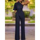 High Waist Solid Pocket Asymmetrical One Shoulder Jumpsuit