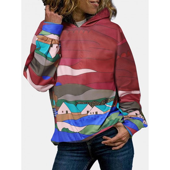 Women Tie Dye Printing Nicely Designed Hooded Scrawl Sweatshirt