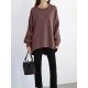 Women Loose Thick Back Fork High Low Solid Casual Pullover Sweatshirt