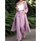 Solid Pocket Button Lapel Long Sleeve Two Pieces Set Women