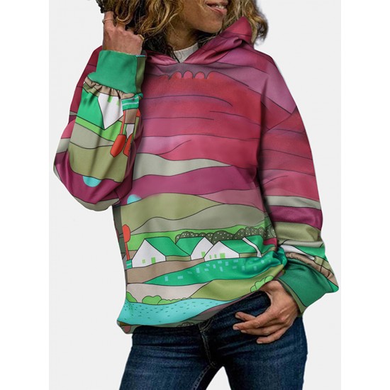 Women Tie Dye Printing Nicely Designed Hooded Scrawl Sweatshirt