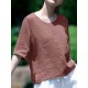 Solid Half Sleeve Crew Neck Casual Women Blouse