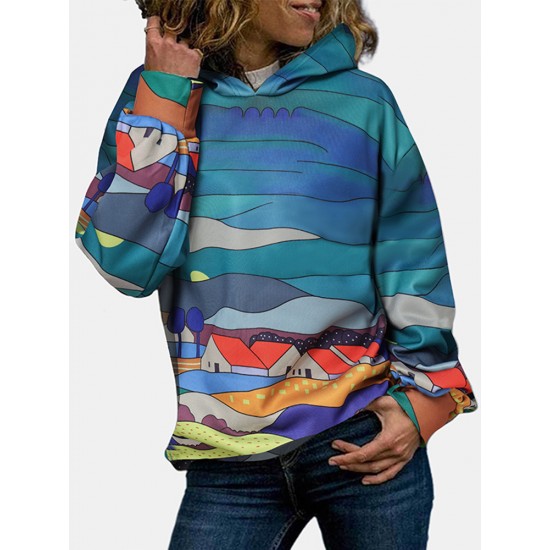 Women Tie Dye Printing Nicely Designed Hooded Scrawl Sweatshirt