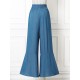 Leisure Solid Ruffle Wide Leg Pocket Pants