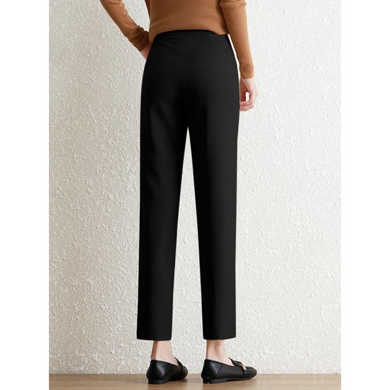 Contrast Pocket Step Hem Tailored Pants For Women