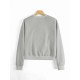 Women Thick Solid Puff Sleeve Solid Color O  Neck Full Sleeve Pullover Sweatshirt