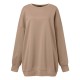 Women Puff Sleeve Crew Neck Solid Color Hem Long Sleeve Sweatshirts