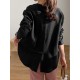 Women Long Sleeve Loose Solid Side Fork High Low Casual Pullover Sweatshirt