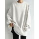 Women Solid Loose Basic All Match Commute Homely Outer Wear Sweatshirt